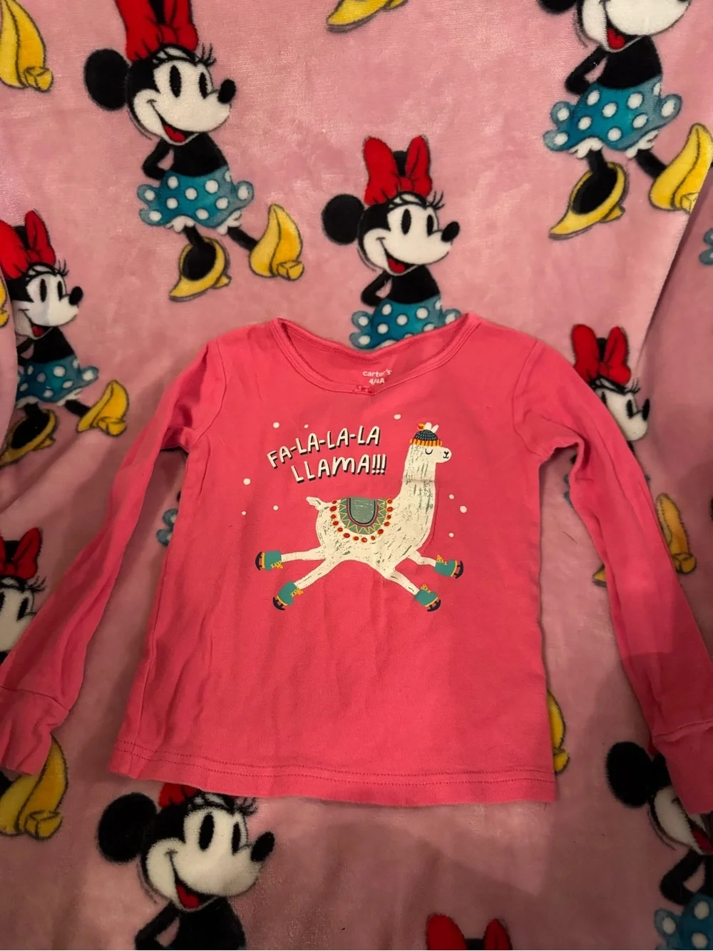 Carter's Girls Pink 'Fa-la-la-la Llama' 2 Piece Set Size 4 C4